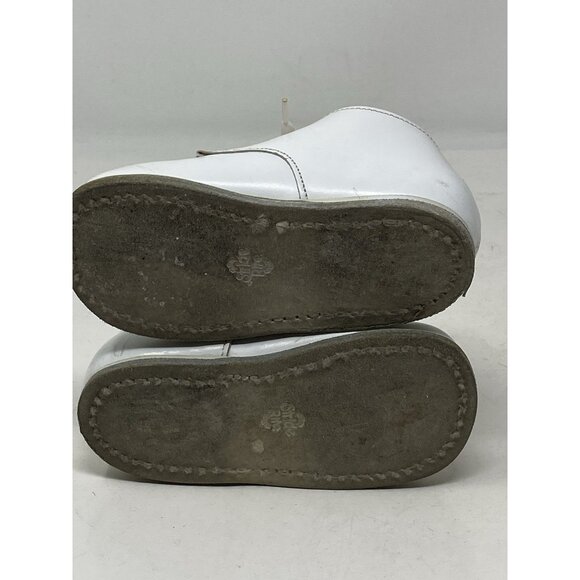 Vintage Stride Rite Hard Sole Baby Shoes Size 5-1/2 EE White Leather Made in USA - Picture 9 of 10